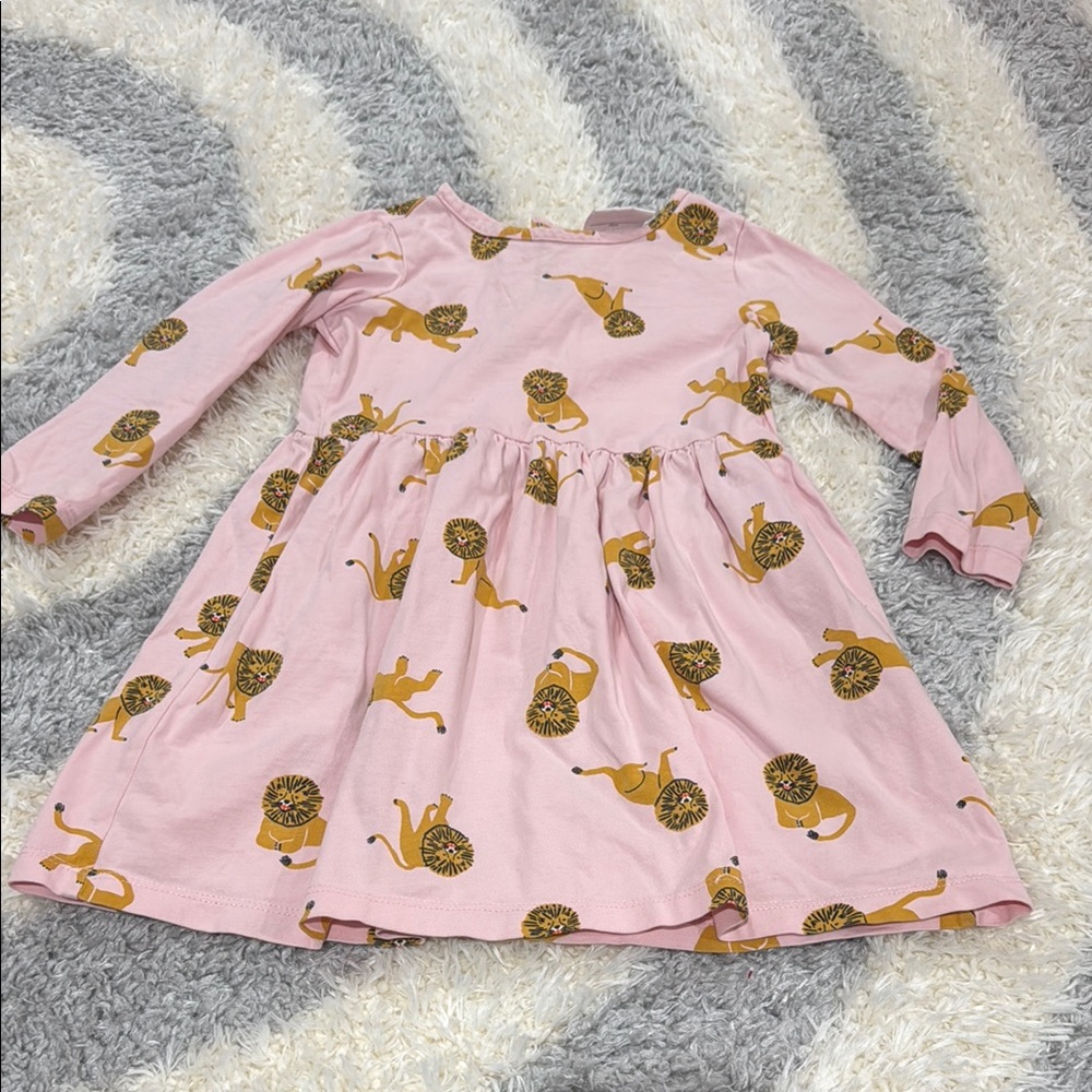 EUC Hanna Andersson Pink Dress with Lion Print sz 4